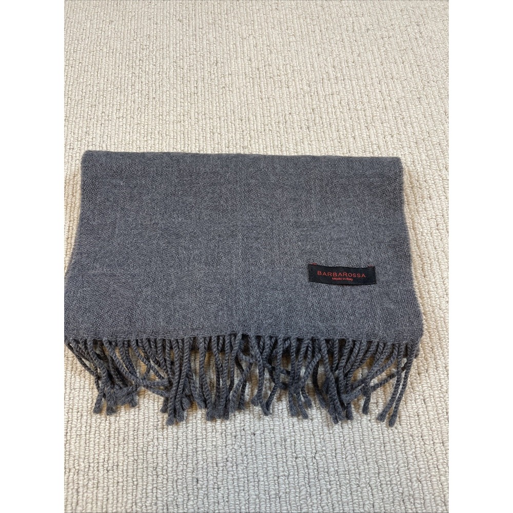 Barbarossa Scarf Made In Italy 100% Wool Gray 12x60